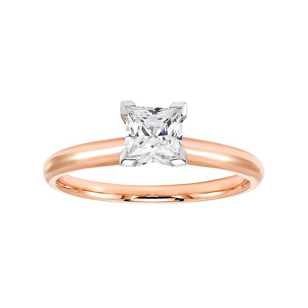 The Regal Collection 14k Rose Gold 3/4 Carat T.W. IGL Certified Diamond  Solitaire Engagement Ring