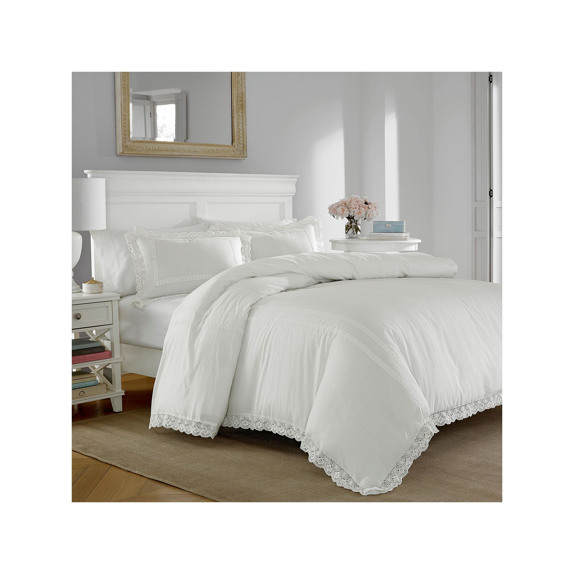 Laura Ashley Lifestyles Annabella Crochet Duvet Cover Set, White