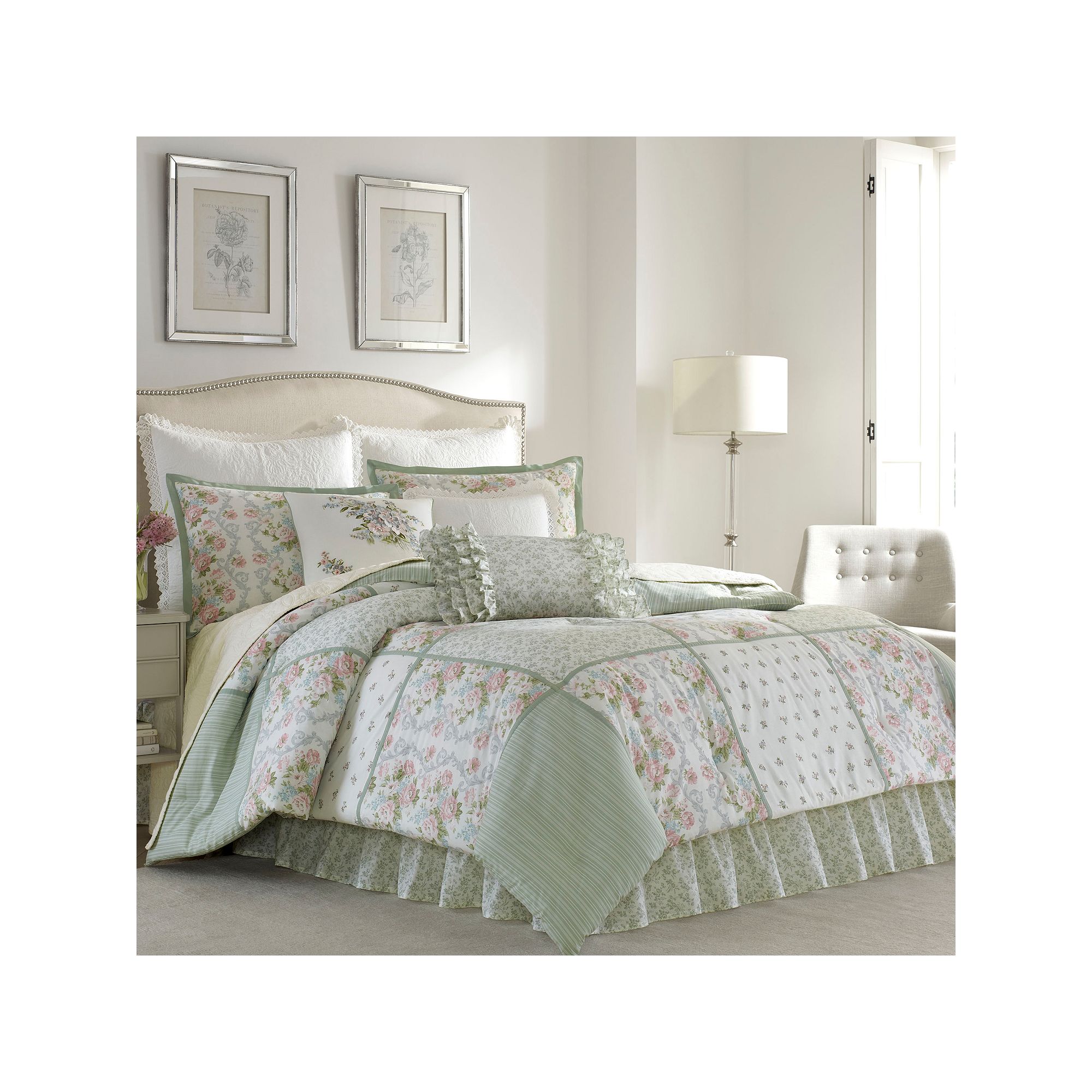 Laura Ashley Lifestyles Harper Comforter Set, Green