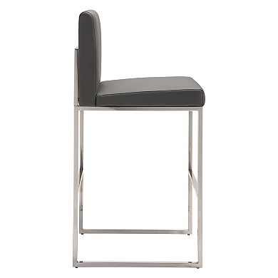Zuo Modern Genoa Upholstered Faux-Leather Bar Stool 