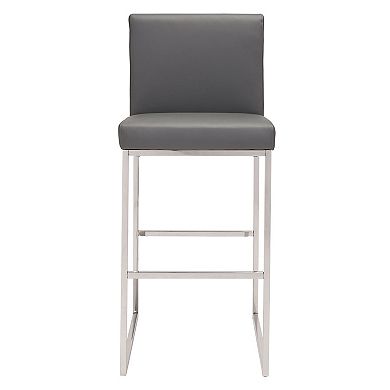 Zuo Modern Genoa Upholstered Faux-Leather Bar Stool 