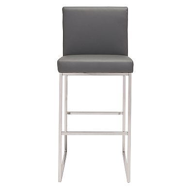 Zuo Modern Genoa Upholstered Faux-Leather Bar Stool