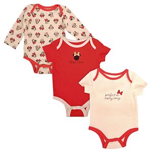 Disney's Minnie Mouse Baby Girl Long Sleeve & Short Sleeve Bodysuit Set