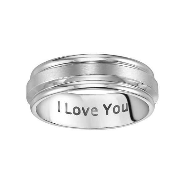 AXL Stainless Steel I Love You Men's Wedding Band