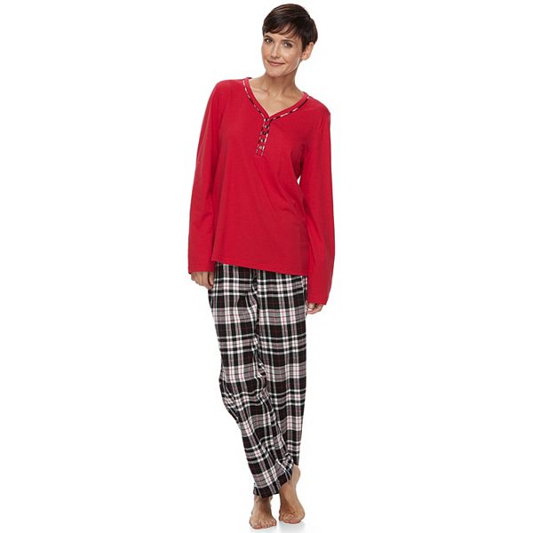 Details about   NWT Womens XXL PJS Pajamas Croft & Barrow L/S Flannel Red Plaid 100% Cotton 