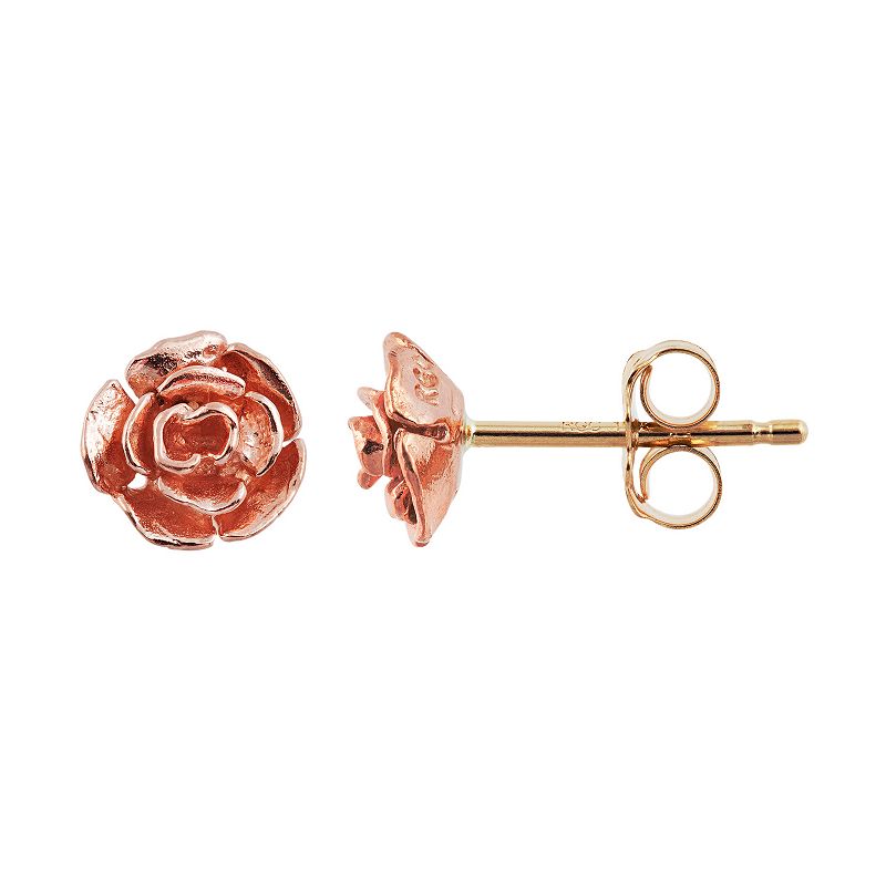 Black Hills Gold Rose Stud Earrings, Womens