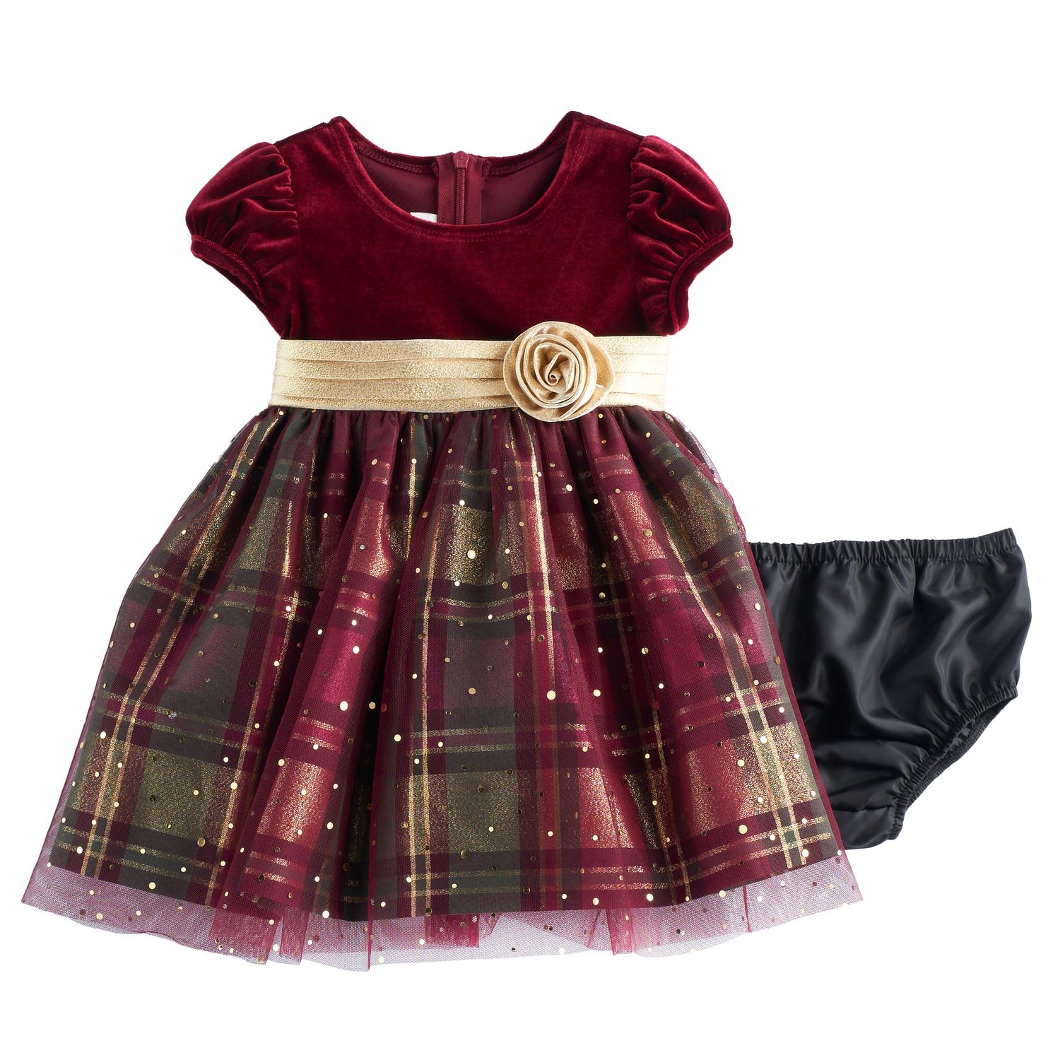 baby girl bonnie jean velvet plaid dress