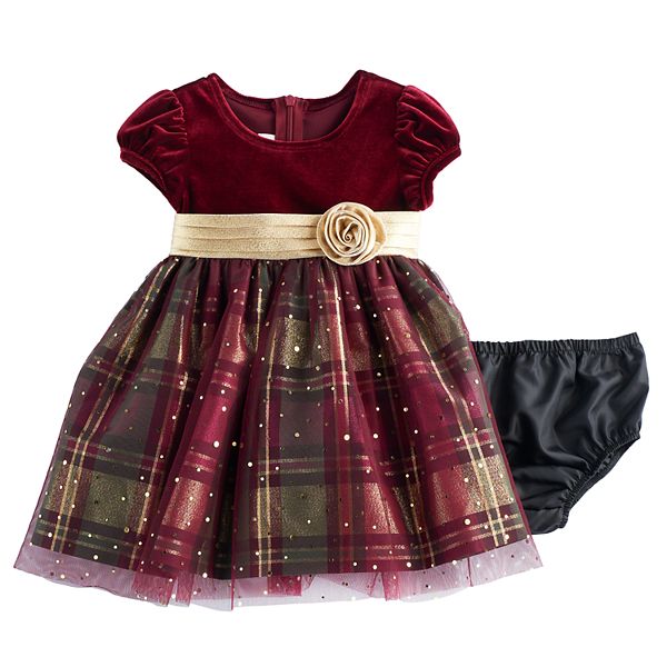 Baby Girl Bonnie Jean Velvet & Plaid Sparkle Dress