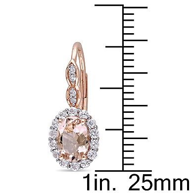 Stella Grace 14k Rose Gold Morganite, White Topaz & Diamond Accent Halo Drop Earrings
