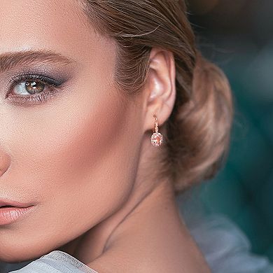 Stella Grace 14k Rose Gold Morganite, White Topaz & Diamond Accent Halo Drop Earrings