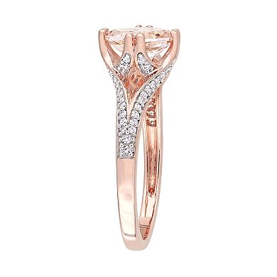 Stella Grace 14k Rose Gold Morganite & 1/5 Carat T.W. Diamond Ring