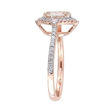 Stella Grace 10k Rose Gold Morganite, White Sapphire & 1/4 Carat T.W. Diamond Ring