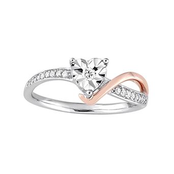 Stella Grace Two Tone 10k White Gold 1/10 Carat T.W. Diamond Heart Ring