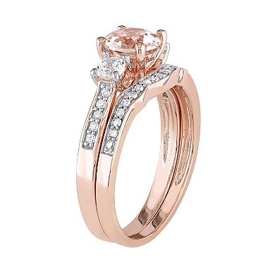 Stella Grace 10k Rose Gold Morganite, Lab-Created White Sapphire & 1/8 ...