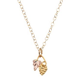 Black Hills Gold Two Tone Leaf Pendant Necklace