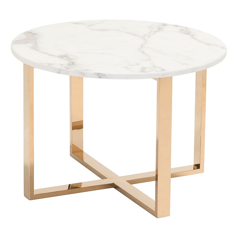 37331090 Zuo Modern Round Faux Marble End Table, Grey sku 37331090