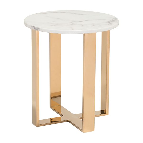Zuo Modern Atlas Round Faux Marble End Table