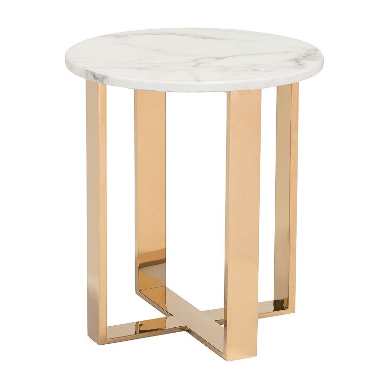 34110249 Zuo Modern Atlas Round Faux Marble End Table, Grey sku 34110249