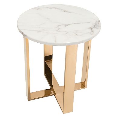 Zuo Modern Atlas Round Faux Marble End Table 