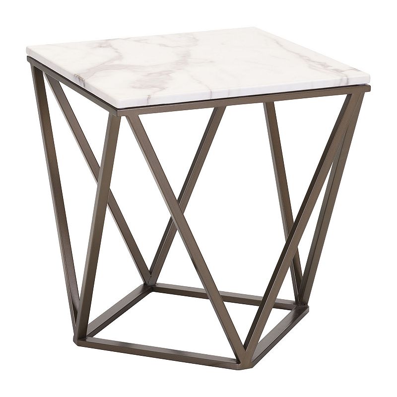 Zuo Modern Tintern Geometric Faux Marble End Table, Grey