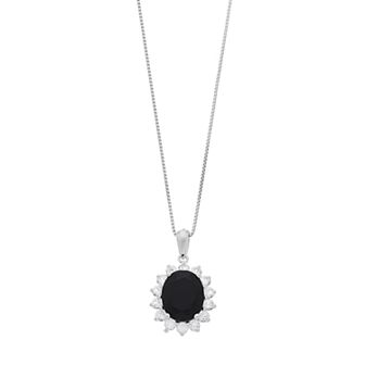 Gemminded Sterling Silver Onyx & Lab-Created White Sapphire Pendant