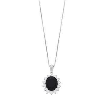 Gemminded Sterling Silver Onyx & Lab-Created White Sapphire Pendant