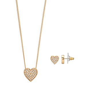 Dana Buchman Pave Heart Necklace & Stud Earring Set