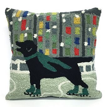 Liora Manne Frontporch Holiday Ice Dog Indoor Outdoor Throw Pillow
