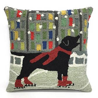 Liora Manne Frontporch Holiday Ice Dog Indoor Outdoor Throw Pillow