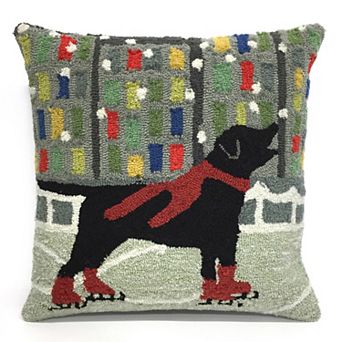 Liora Manne Frontporch Holiday Ice Dog Indoor Outdoor Throw Pillow