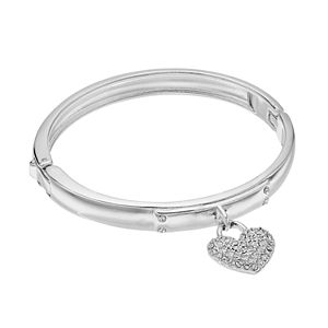 Dana Buchman Heart Charm Hinged Bangle Bracelet