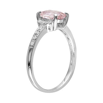 Stella Grace Sterling Silver Morganite & Diamond Accent Oval Ring