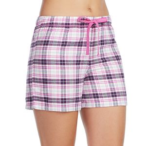 Women's Jockey Pajamas: Purple Plaid Flannel Boxer Shorts