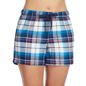 Women's Jockey Pajamas: Blue Plaid Flannel Boxer Shorts