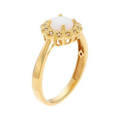 Gemminded 18k Rose Gold Over Silver Lab-Created Opal Flower Ring