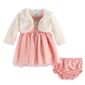 Baby Girl Nannette Faux Fur Shrug & Sequin Dress Set