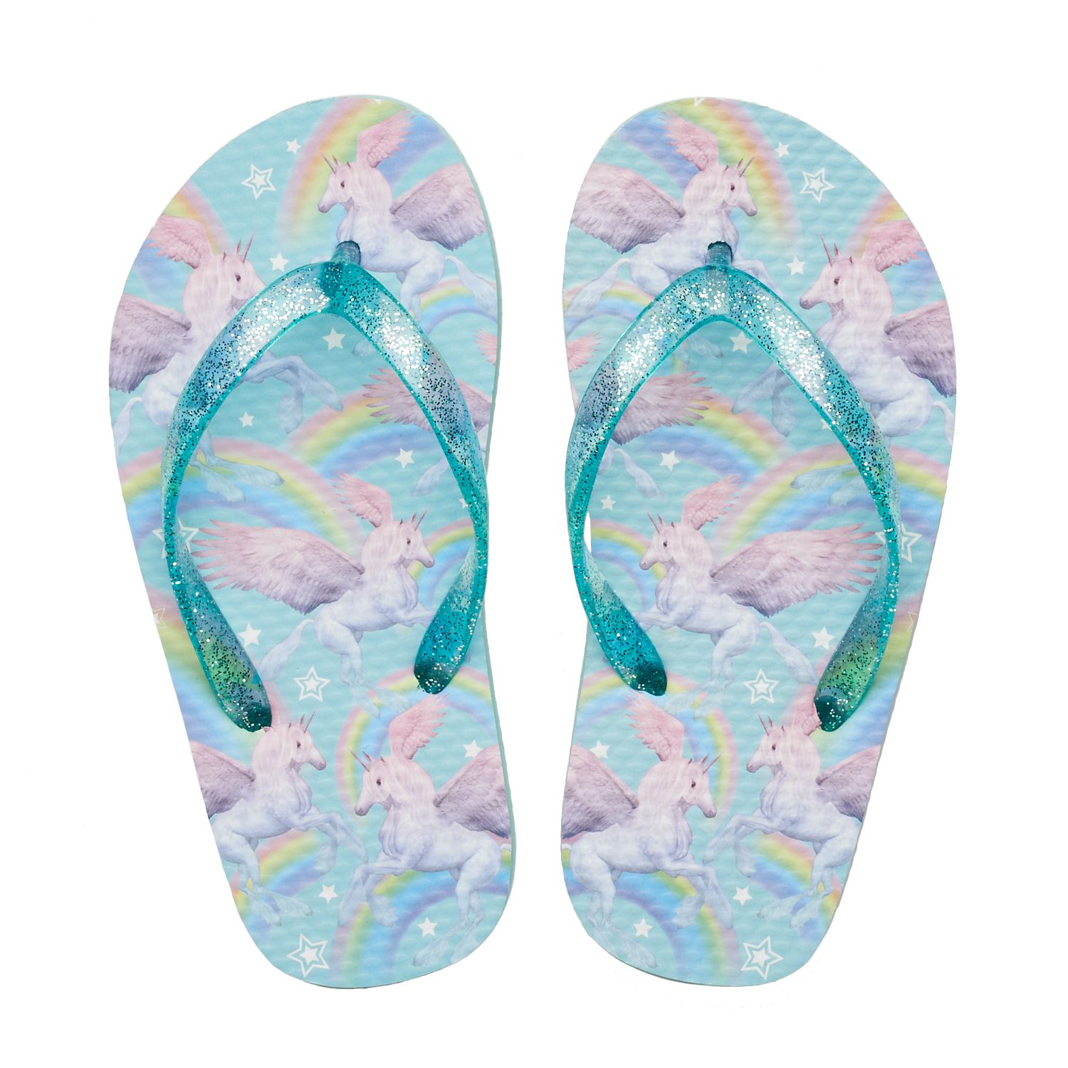 girls unicorn flip flops