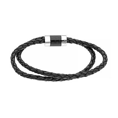 LYNX Men's Leather and Carbon Fiber Bracelet 