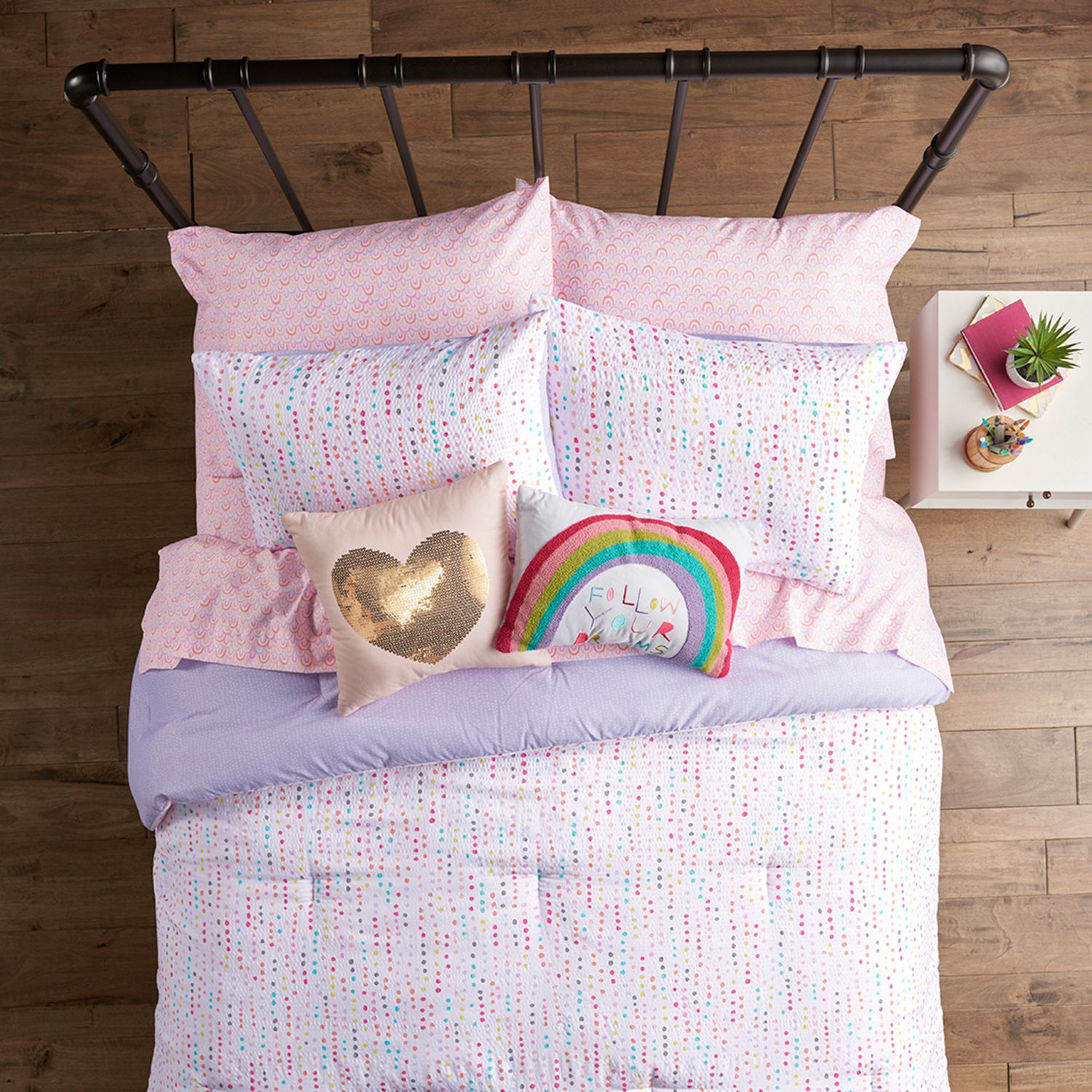 rainbow dot bedding