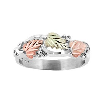 Black Hills Gold Tri Tone Leaf Ring in Sterling Silver