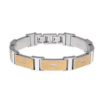 LYNX Men's Stainless Steel & Gold Ion Textured Bracelet