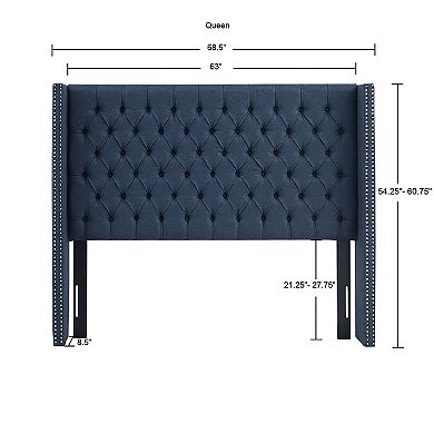 Madison Park Baldwin Adjustable Button Tufted Upholstered Headboard