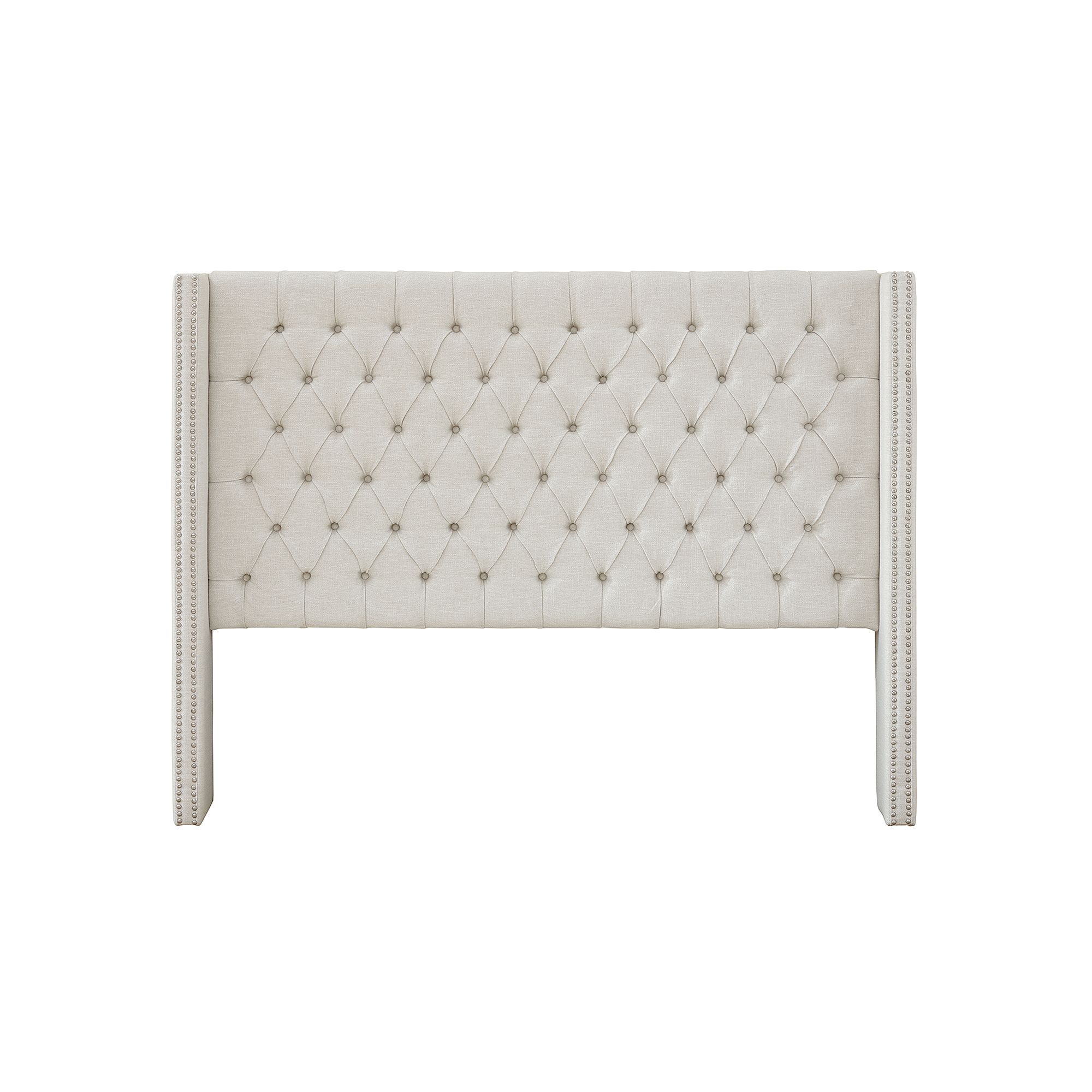 Madison Park Baldwin Adjustable Button Tufted Upholstered Headboard, Off Wh