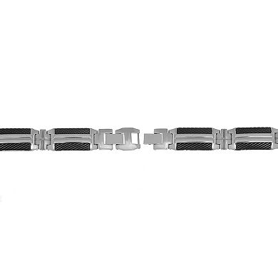 LYNX Men's Stainless Steel and Black Ion Plated Bracelet