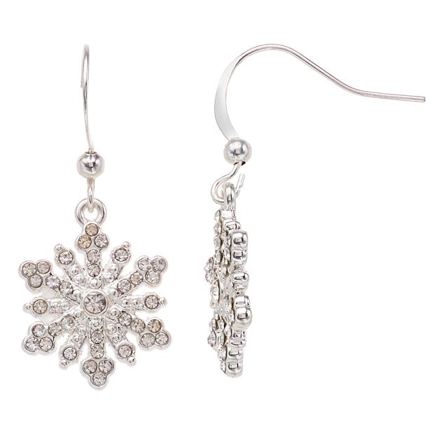 Simulated Crystal Snowflake Nickel Free Drop Earrings