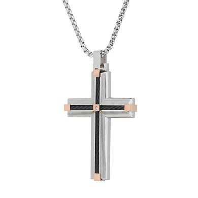 LYNX Men's Stainless Steel Cable Cross Pendant