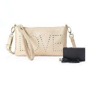 Perforated Phone Charging Crossbody Bag