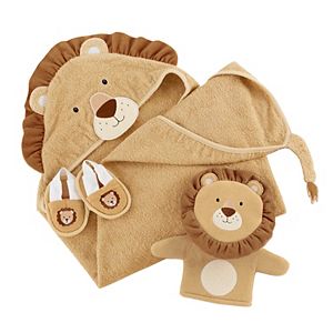 Baby Aspen 3-pc. Lion Hooded Towel, Bath Mitt & Slippers Bathtime Gift Set
