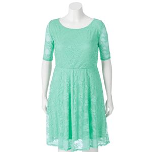 Juniors' Plus Size Wrapper Lace A-Line Dress