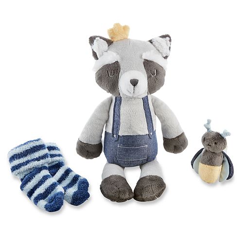 Baby Aspen Rusty the Raccoon Plush Plus Socks and Rattle Set 